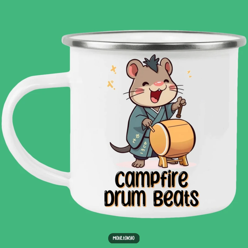 Funny Mole Taiko Drummer Camping Mug: Kimono Beat, Outdoor Gift