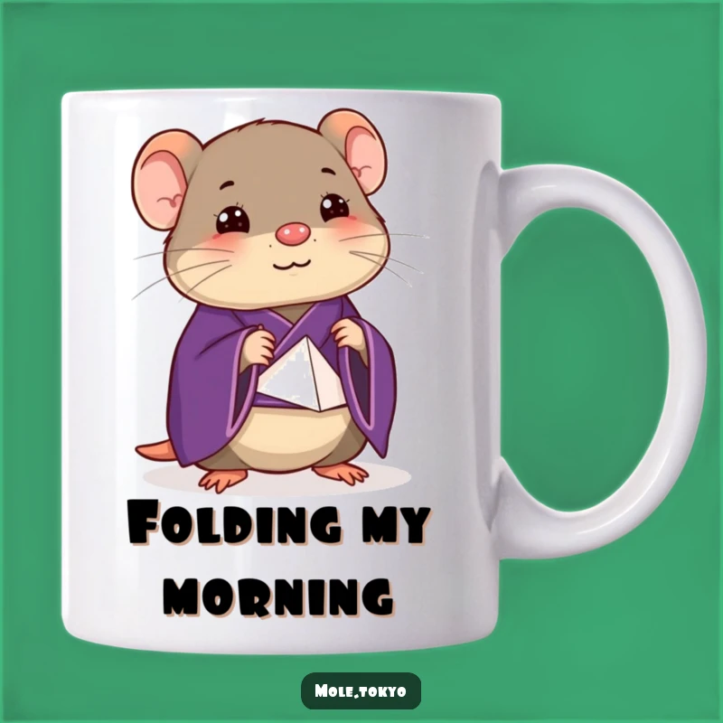 Funny Mole Origami Mug: Hilarious Purple Kimono Gift for Crafters