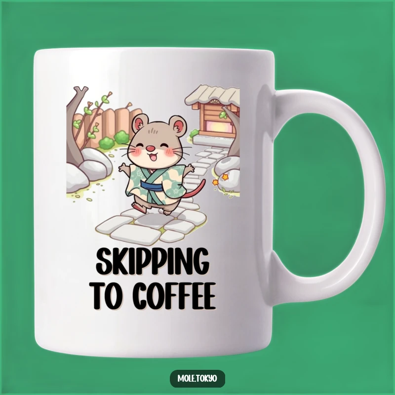 Funny Cheerful Mole Mug: Kimono Skipper, Playful Path Gift