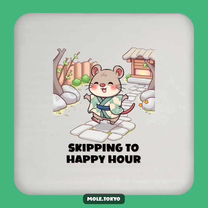 Funny Cheerful Mole Coasters: Kimono Skip Set, Housewarming Playful Gift