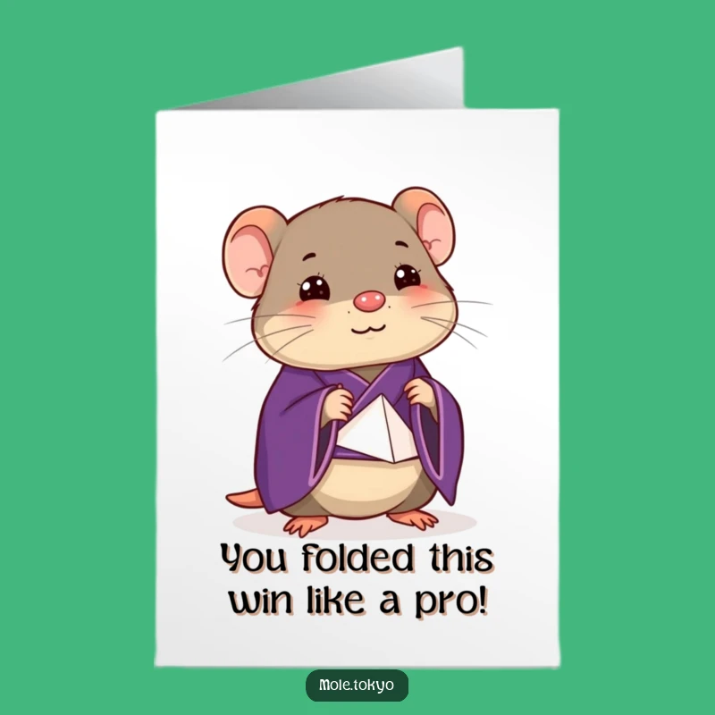 Free Printable Congrats Card: Mole Origami Master Downloadable Gift