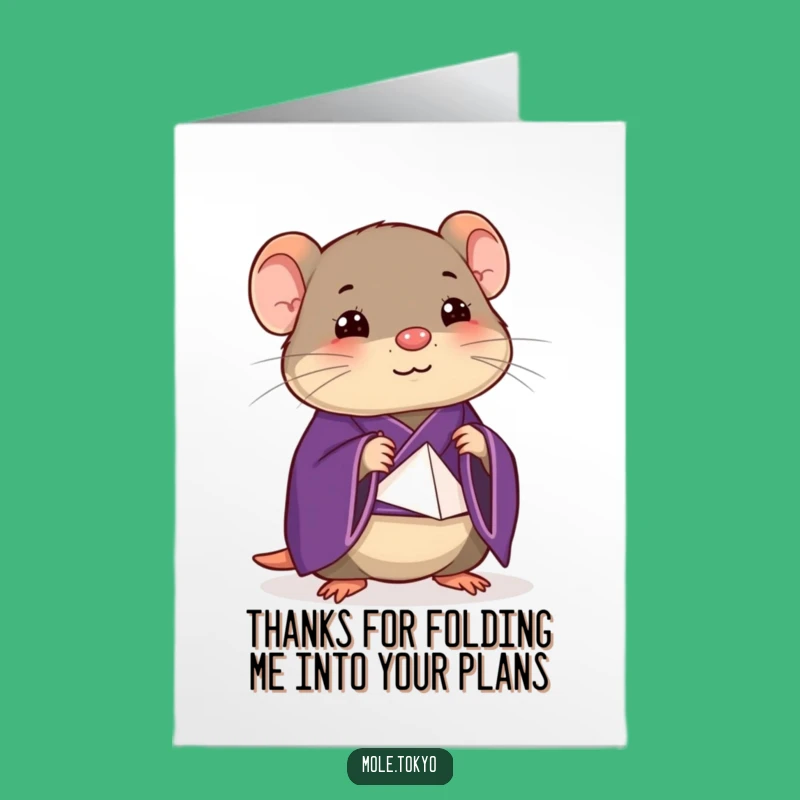 Free Printable Thank You Card: Origami Mole Gratitude Downloadable Gift