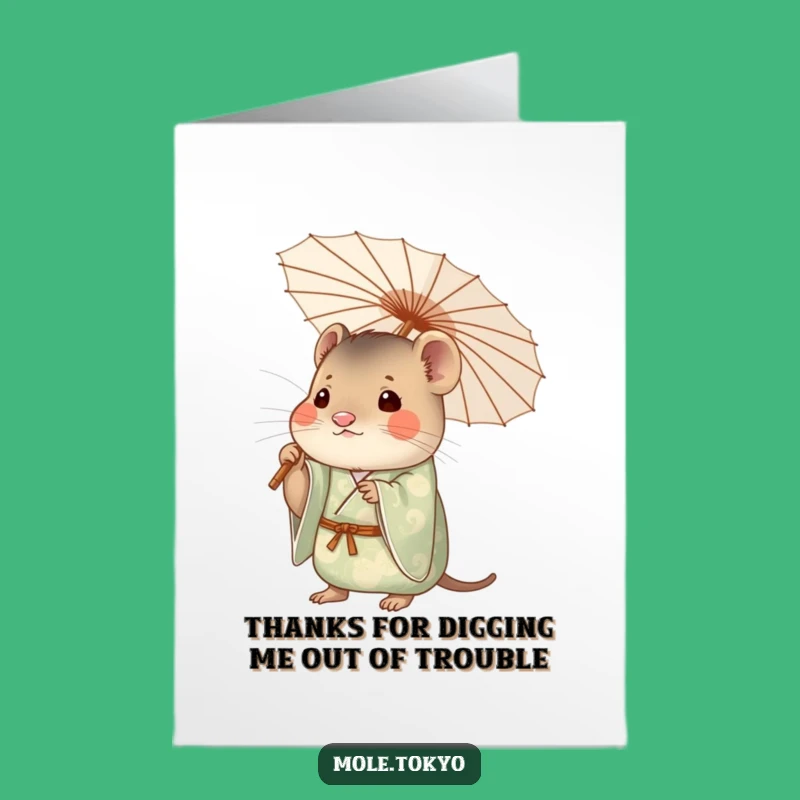 Free Printable Thank You Card: Grateful Mole Kimono Downloadable Gift